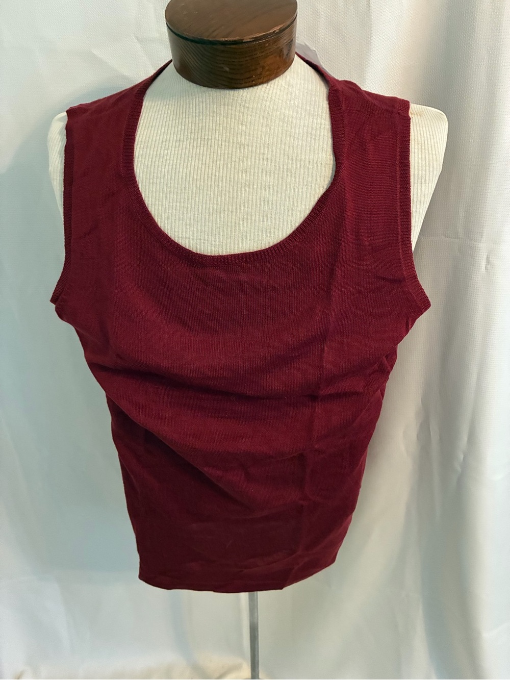 Motto Scoop Neck Merino Woll Blend Wine Red Tank Top